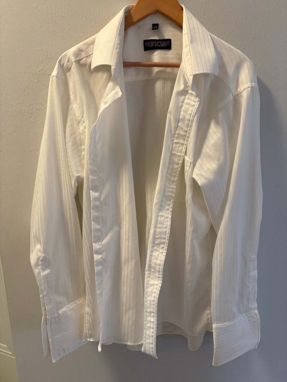 Donald Trump Vintage White Dress Shirt Cuffs Mens Size 17 1/2 34/35